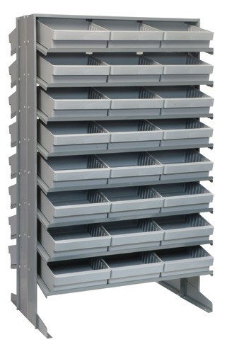 Double Sided Sloped Pick Rack Shelving with Plastic Bins - QPRD-801 ...